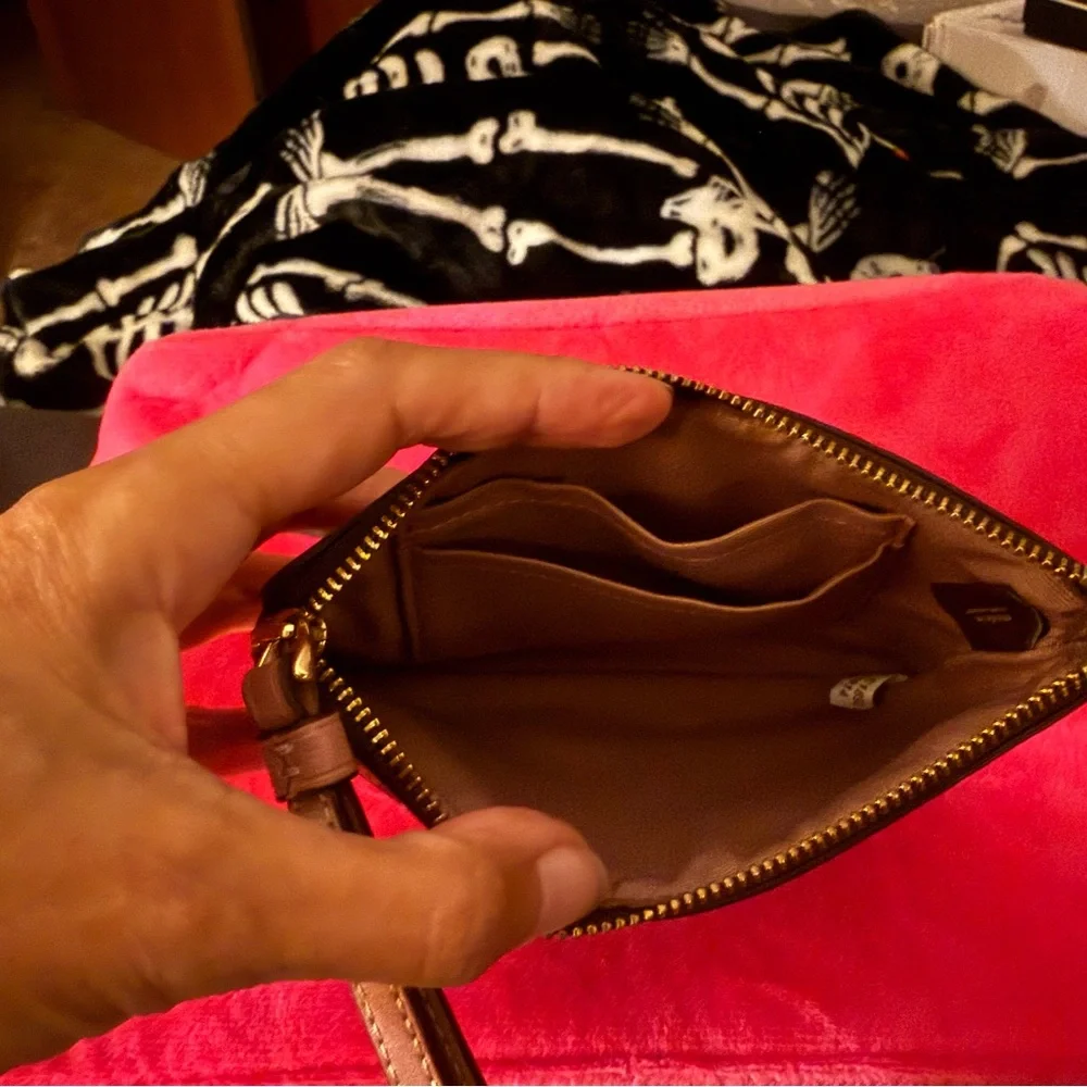 COACH Brown Floral Signature Wristlet with Gold Logo - Picture 3 of 3